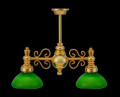 Twin Arm Light with Green Shades.
